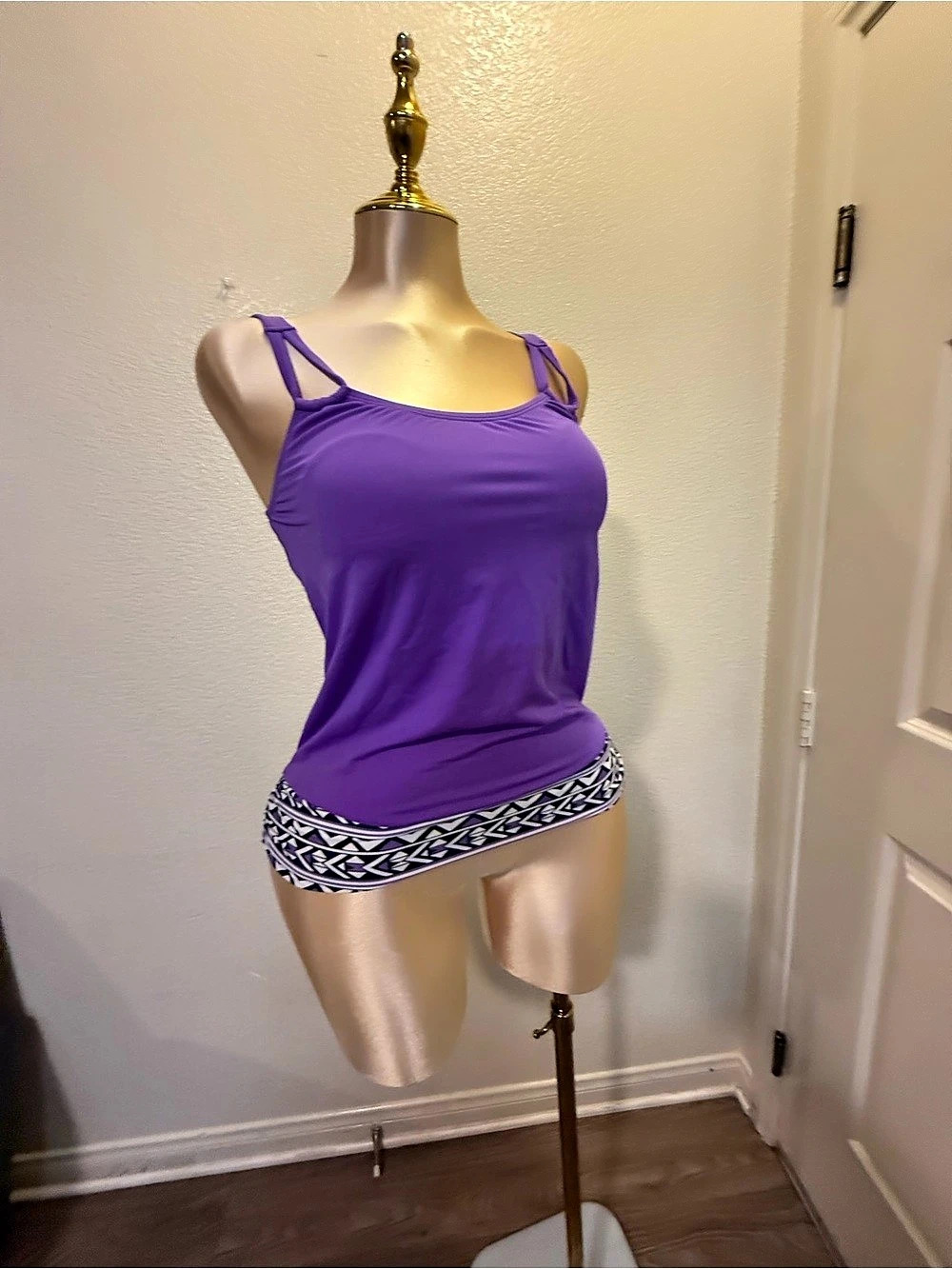 Purple Geometric One-Piece Swimsuit Like New